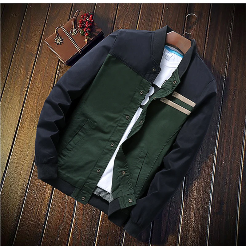 Herren Canvas-Bomberjacke im Field-Stil mit kontrastierenden Ärmeln und Bruststreifen Nord Taschen