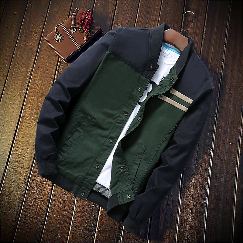 Herren Canvas-Bomberjacke im Field-Stil mit kontrastierenden Ärmeln und Bruststreifen Nord Taschen