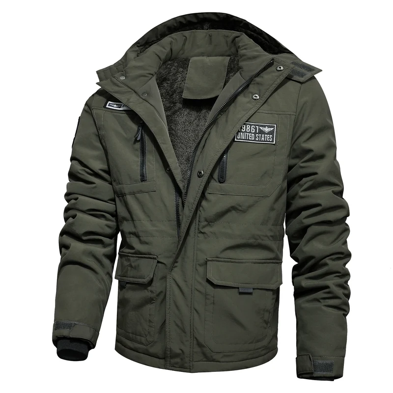 Herren Winterparka mit abnehmbarer Kapuze und Kunstfellbesatz Nord Taschen