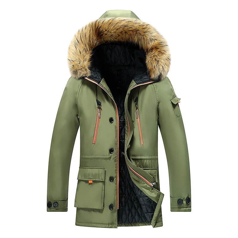 Herren Winterparka mit abnehmbarer Kapuze und Kunstfellbesatz Nord Taschen