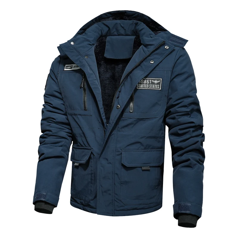 Herren Winterparka mit abnehmbarer Kapuze und Kunstfellbesatz Nord Taschen
