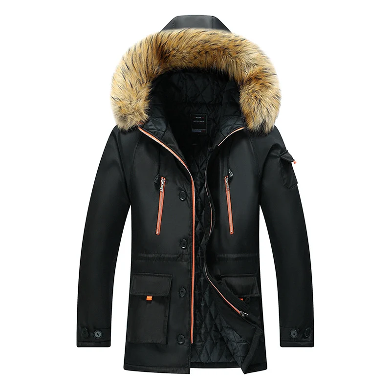 Herren Winterparka mit abnehmbarer Kapuze und Kunstfellbesatz Nord Taschen