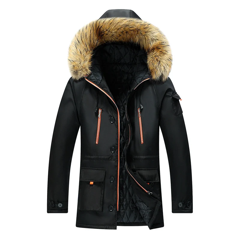 Herren Winterparka mit abnehmbarer Kapuze und Kunstfellbesatz Nord Taschen