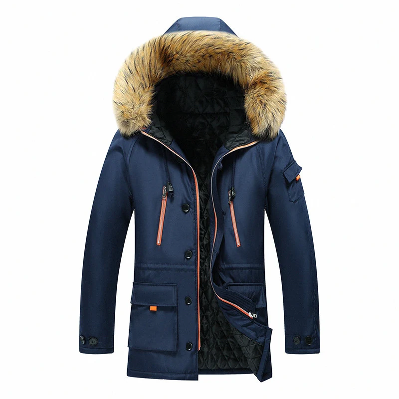 Herren Winterparka mit abnehmbarer Kapuze und Kunstfellbesatz Nord Taschen