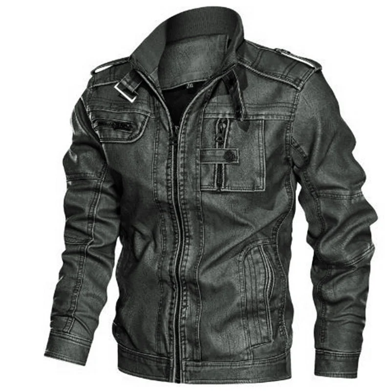 Herren Bikerjacke im Vintage-Lederlook mit Reißverschluss und Brusttaschen Nord Taschen