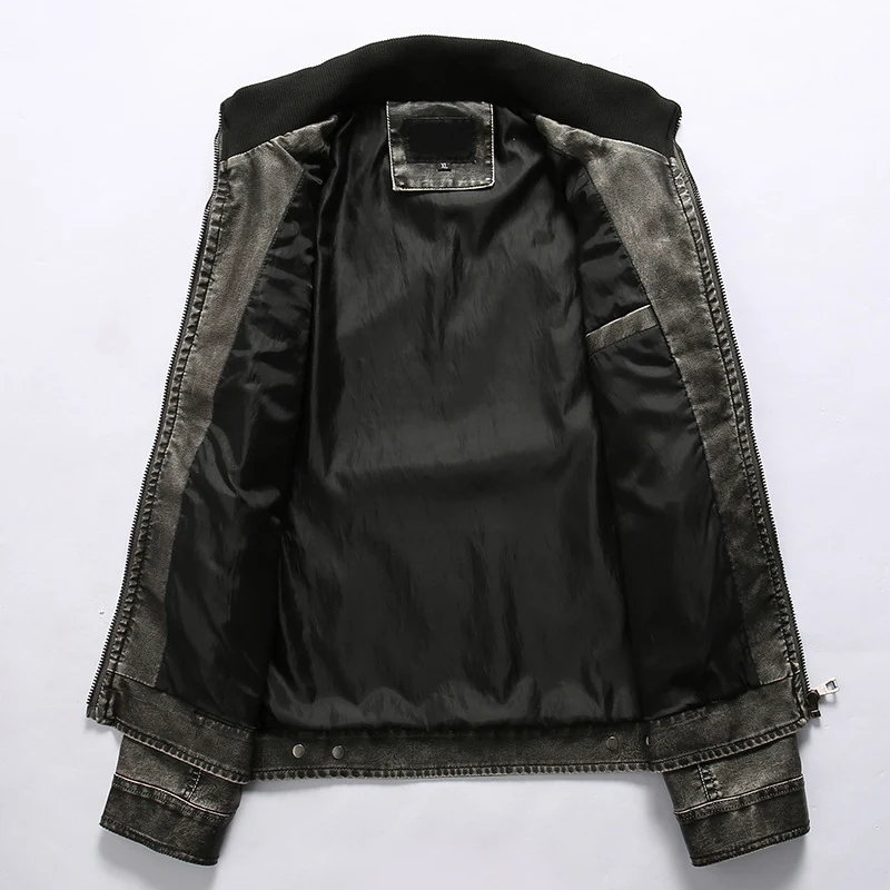 Herren Bikerjacke im Vintage-Lederlook mit Reißverschluss und Brusttaschen Nord Taschen