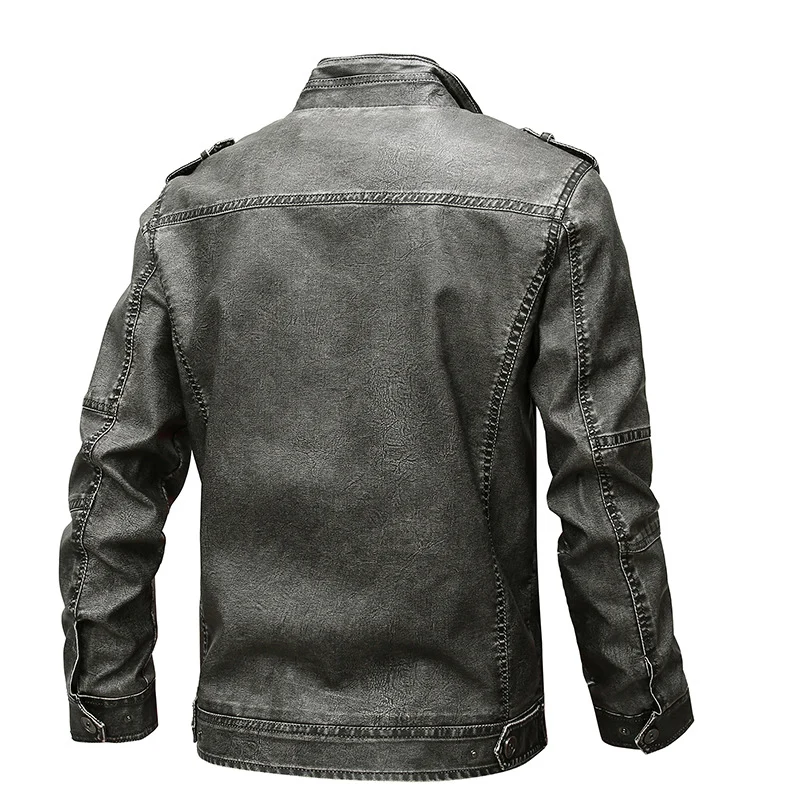 Herren Bikerjacke im Vintage-Lederlook mit Reißverschluss und Brusttaschen Nord Taschen