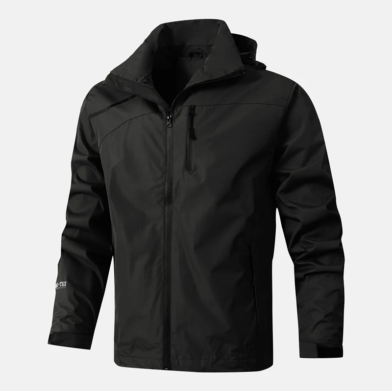 Herren Atmungsaktive wasserdichte Softshelljacke mit nahtversiegelter Membran und verstaubarer Kapuze Nord Taschen