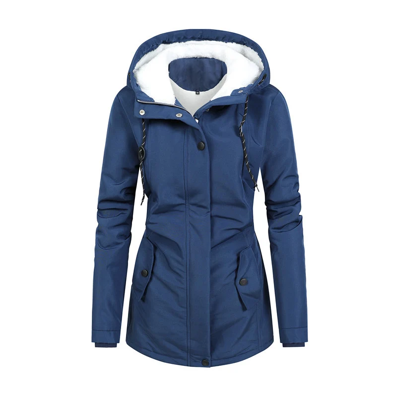 Damen Wasserabweisender Parka mit Teddyfutter, Kapuze und tailliertem Schnitt Nord Taschen
