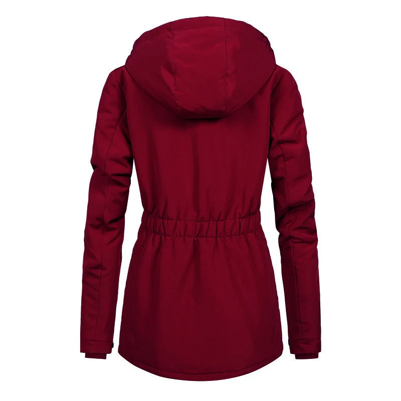 Damen Wasserabweisender Parka mit Teddyfutter, Kapuze und tailliertem Schnitt Nord Taschen