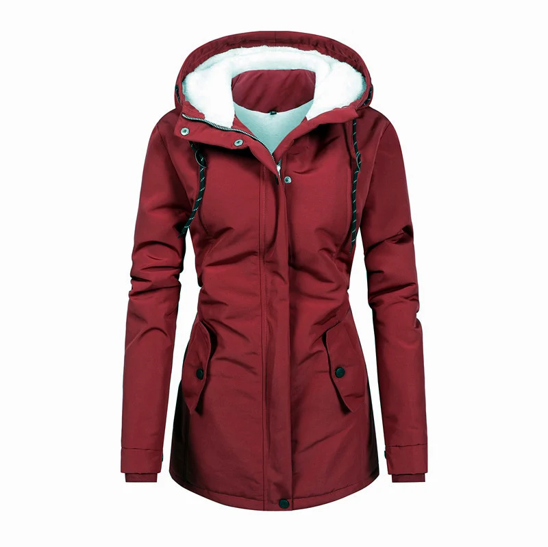 Damen Wasserabweisender Parka mit Teddyfutter, Kapuze und tailliertem Schnitt Nord Taschen