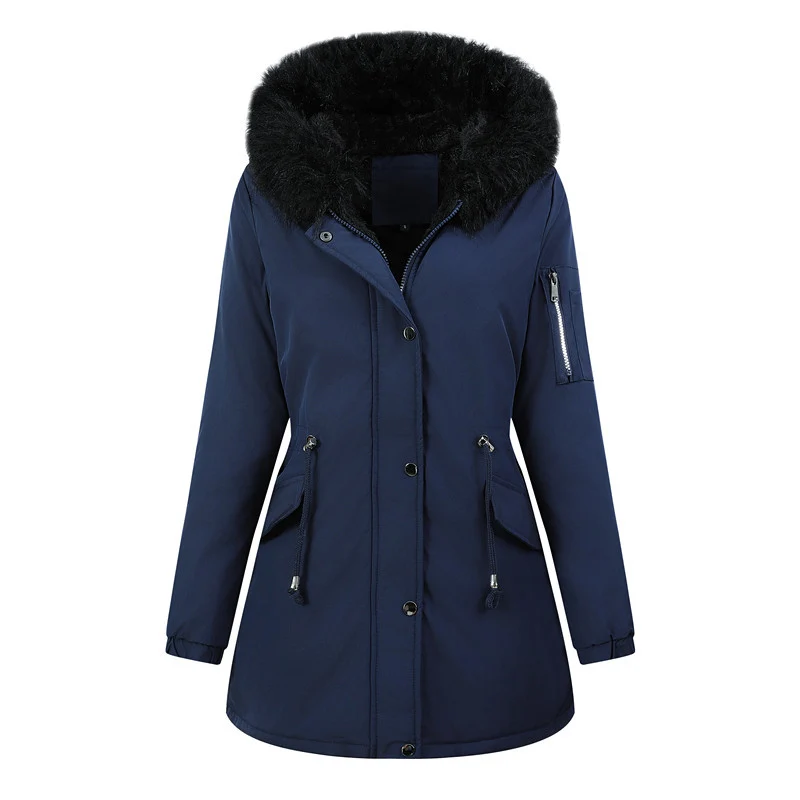Damen Thermo-Parka mit Sherpa-Innenfutter, Kunstfellkapuze und tailliertem Kordelzug Nord Taschen