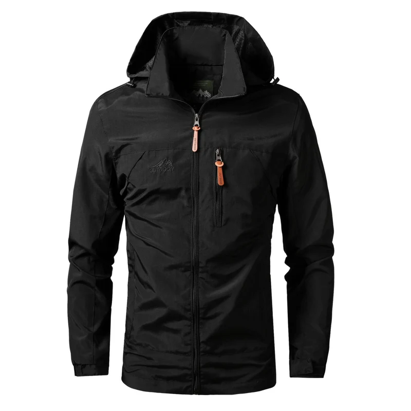 Herren Leichte wasserabweisende Allwetter-Outdoorjacke mit Kapuze und Brust-Reißverschluss Nord Taschen