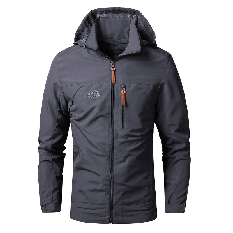 Herren Leichte wasserabweisende Allwetter-Outdoorjacke mit Kapuze und Brust-Reißverschluss Nord Taschen