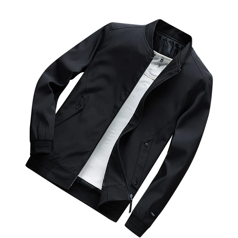 Herren Leichte Urban Bomberjacke mit Rippbündchen, Stehkragen und Druckknopftaschen Nord Taschen