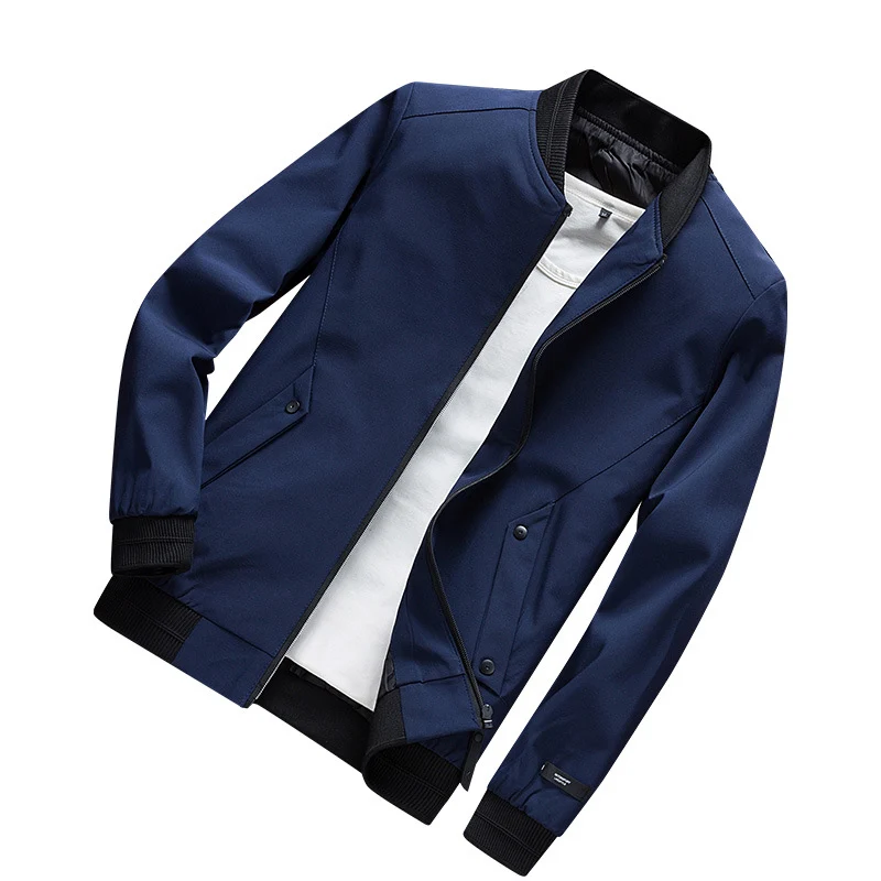 Herren Leichte Urban Bomberjacke mit Rippbündchen, Stehkragen und Druckknopftaschen Nord Taschen