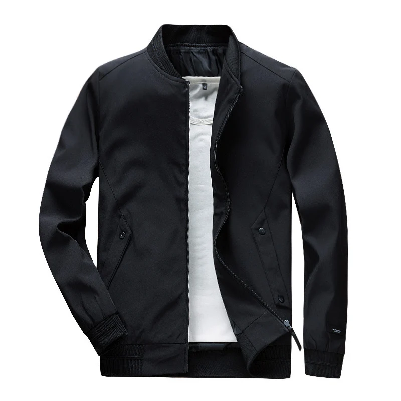 Herren Leichte Urban Bomberjacke mit Rippbündchen, Stehkragen und Druckknopftaschen Nord Taschen