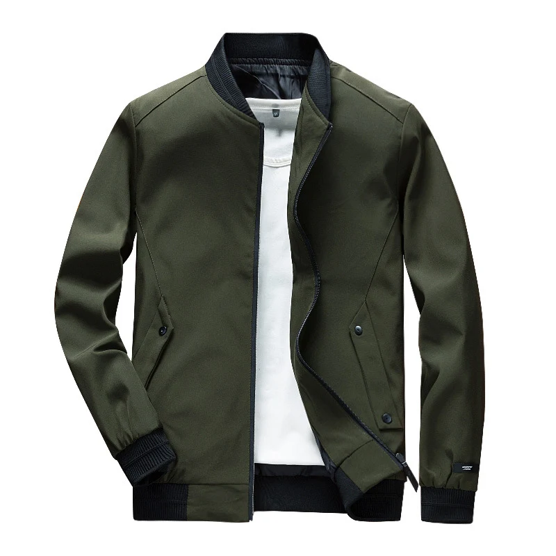 Herren Leichte Urban Bomberjacke mit Rippbündchen, Stehkragen und Druckknopftaschen Nord Taschen