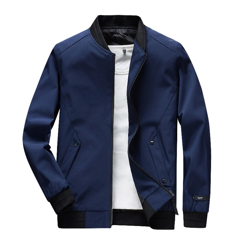 Herren Leichte Urban Bomberjacke mit Rippbündchen, Stehkragen und Druckknopftaschen Nord Taschen