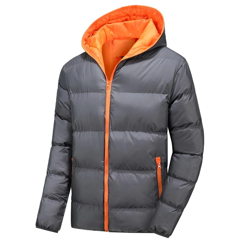 Herren Leichte Thermo-Steppjacke mit Kapuze winddichter Oberfläche und Kontrastreißverschluss Nord Taschen