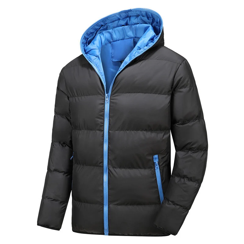 Herren Leichte Thermo-Steppjacke mit Kapuze winddichter Oberfläche und Kontrastreißverschluss Nord Taschen