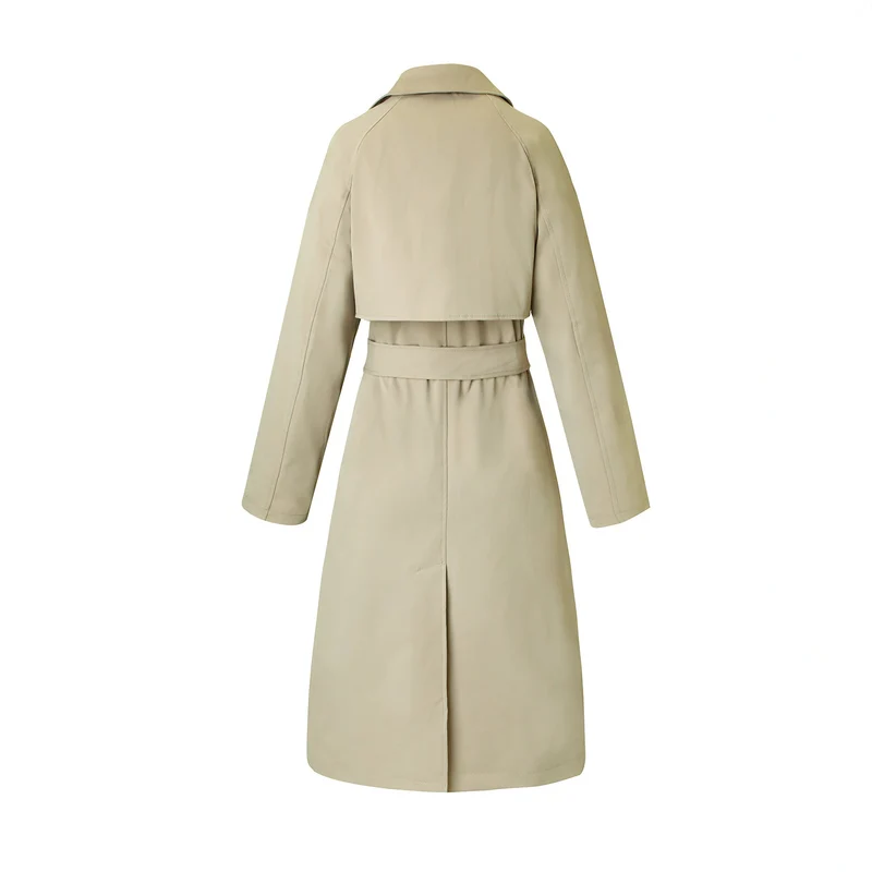 Damen Trenchcoat mit Bindegürtel, tailliertem Schnitt und Hemdkragen Nord Taschen