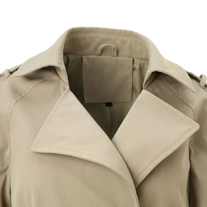 Damen Taillierter Trenchcoat mit Bindegürtel, Schulterriegeln und Metallring-Details Nord Taschen
