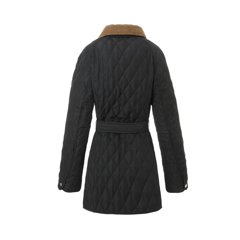 Damen Steppmantel mit Taillengürtel und Cordkragen Nord Taschen