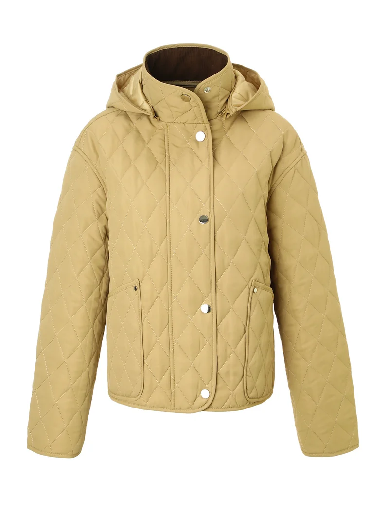 Damen Steppjacke mit Kapuze, gesteppter Rhombenstruktur und Pattentaschen Nord Taschen