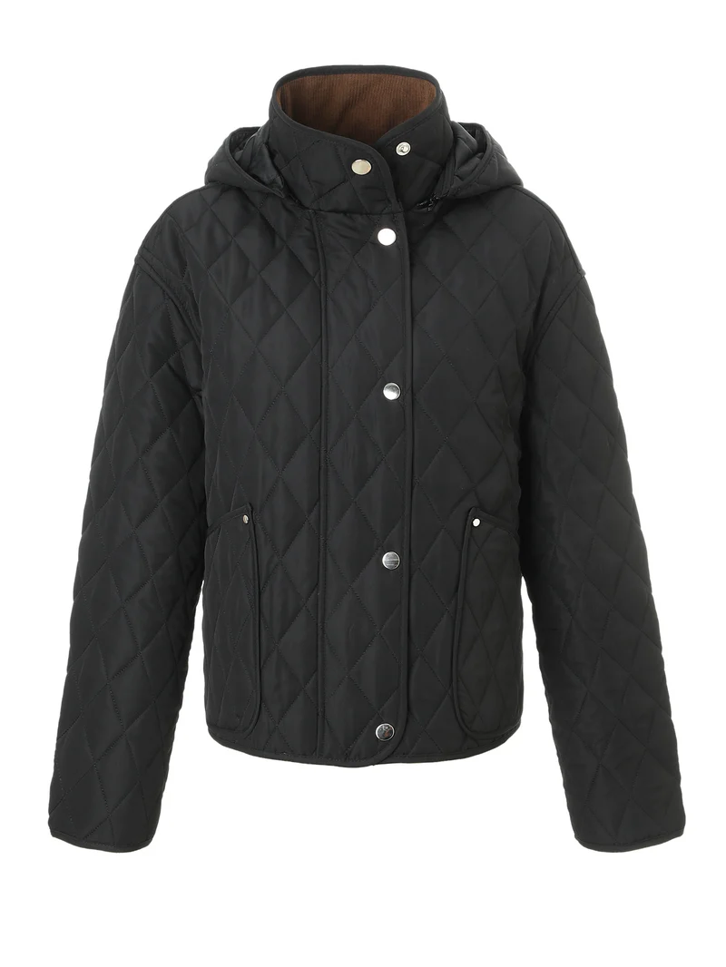 Damen Steppjacke mit Kapuze, gesteppter Rhombenstruktur und Pattentaschen Nord Taschen