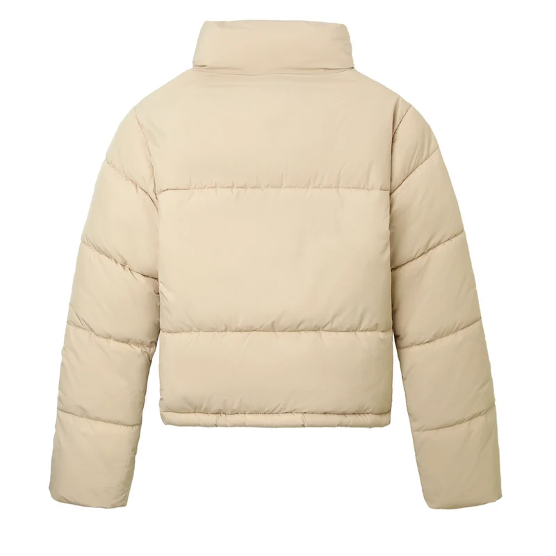 Damen Boxy-Pufferjacke mit hohem Stehkragen und verdeckter Druckknopfleiste Nord Taschen
