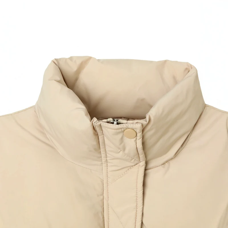 Damen Boxy-Pufferjacke mit hohem Stehkragen und verdeckter Druckknopfleiste Nord Taschen