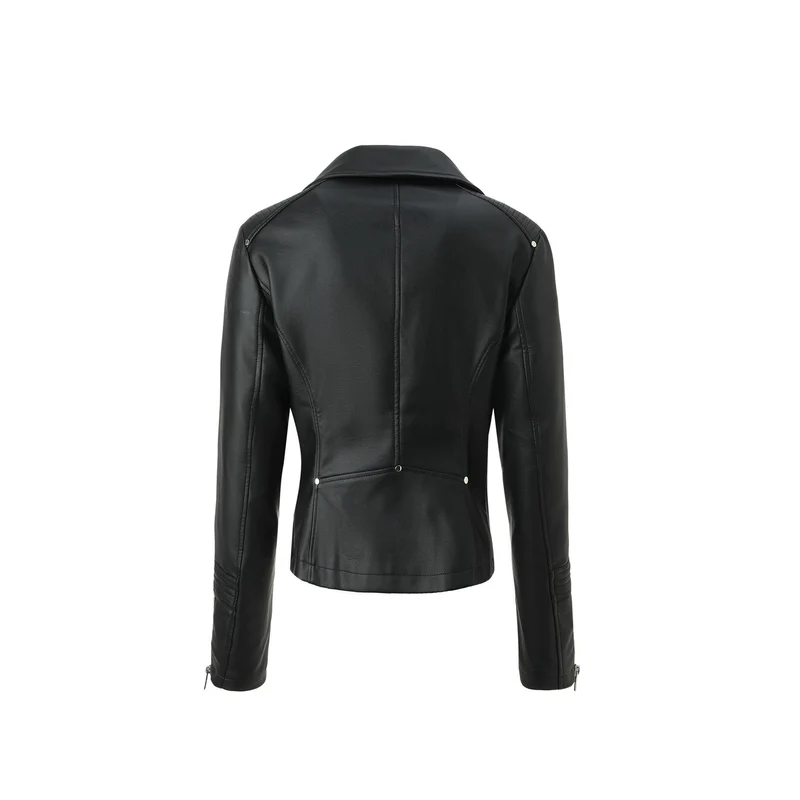 Damen Bikerjacke aus Kunstleder mit taillierter Schnittführung Nord Taschen