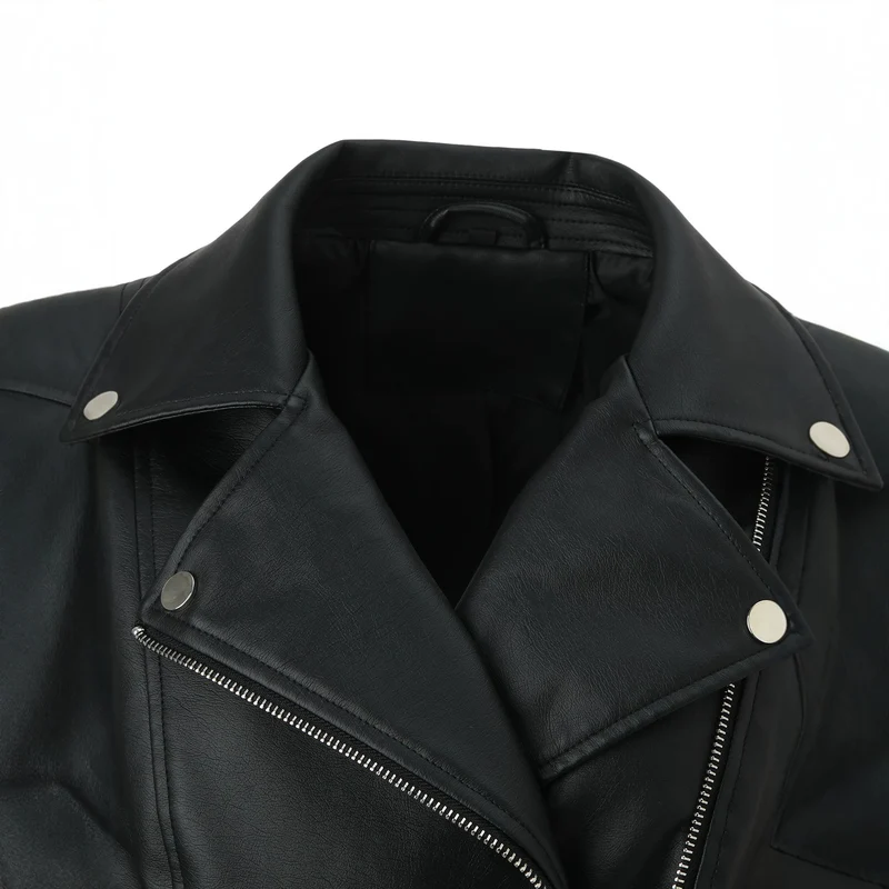 Damen Bikerjacke aus Kunstleder mit taillierter Schnittführung Nord Taschen