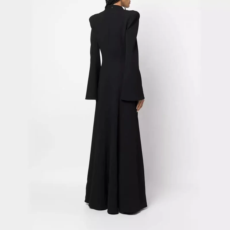Damen Maxikleid im Blazerstil mit markanten Schulterpolstern, taillierter Silhouette und hohem Beinschlitz Nord Taschen
