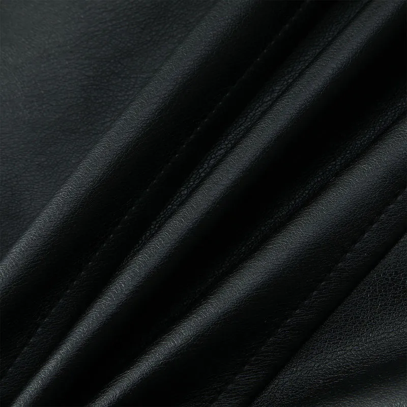 Damen Motorrad-Bikerjacke aus Kunstleder mit Stehkragen, asymmetrischem Reißverschluss und Zierfalten Nord Taschen