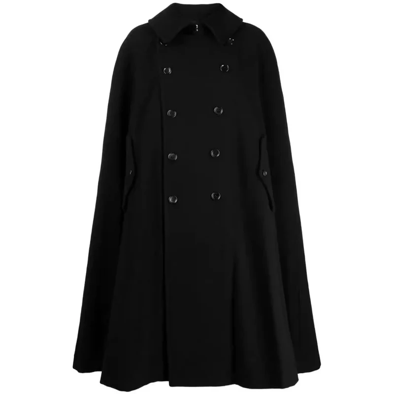 Herren zweireihiger Cape-Mantel aus Wollmix mit Umhangschnitt Nord Taschen