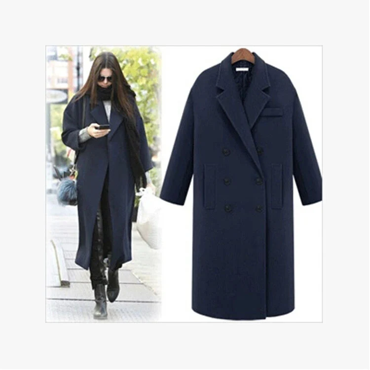 Herren Longcoat im minimalistischen Doppelreiher aus Wollmix mit kastiger Oversize-Silhouette Nord Taschen