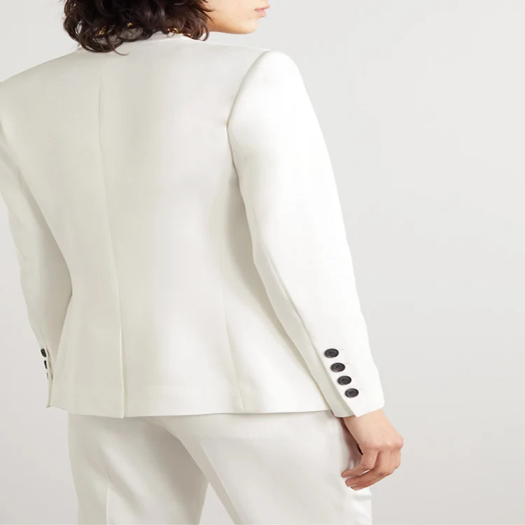 Damen Zweiteiliges Tailoring-Set aus Stretchkrepp mit offenem Longblazer und verkürzter Zigarettenhose Nord Taschen