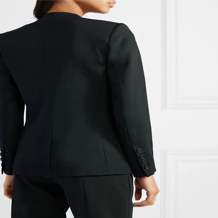 Damen Zweiteiliges Tailoring-Set aus Stretchkrepp mit offenem Longblazer und verkürzter Zigarettenhose Nord Taschen