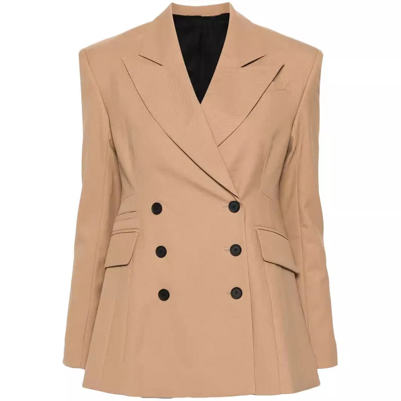 Damen Zweiteiliges tailliertes Doppelreihiges Blazer‑Hosenanzug mit ausgestellter Palazzohose Nord Taschen