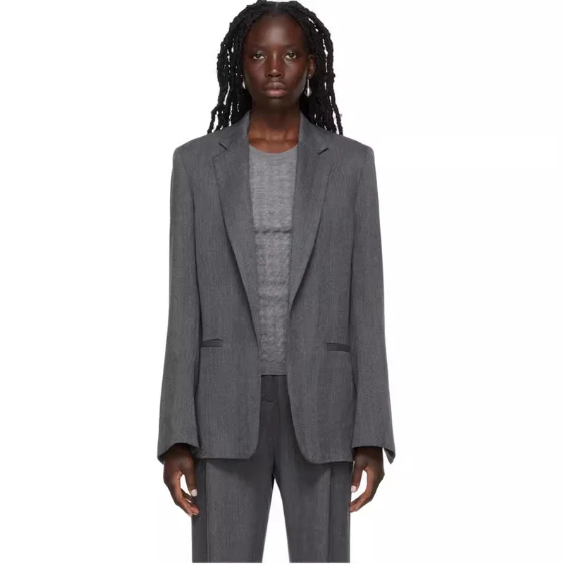 Damen Zweiteiliges Oversize-Blazer‑Set mit weiten Bundfaltenhosen Nord Taschen