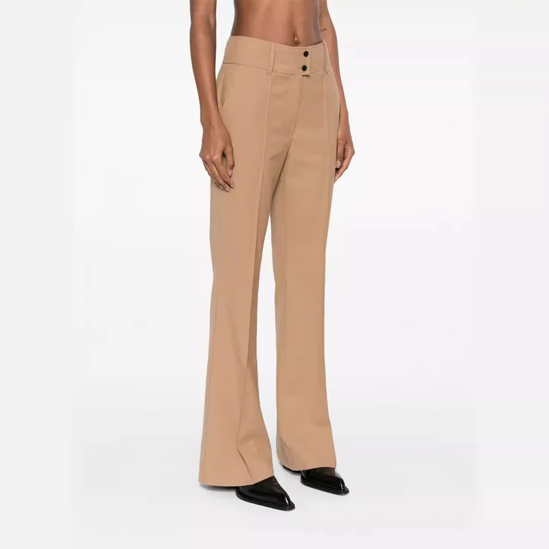 Damen Hochtaillierte ausgestellte Wollmix‑Tailoring‑Hose mit Bügelfalte Nord Taschen