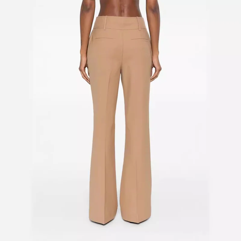 Damen Hochtaillierte ausgestellte Wollmix‑Tailoring‑Hose mit Bügelfalte Nord Taschen