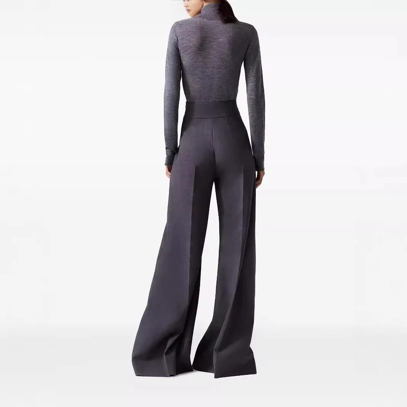 Damen High‑Waist ultraweite Palazzo‑Hose mit Bügelfalte und Bodensaum Nord Taschen