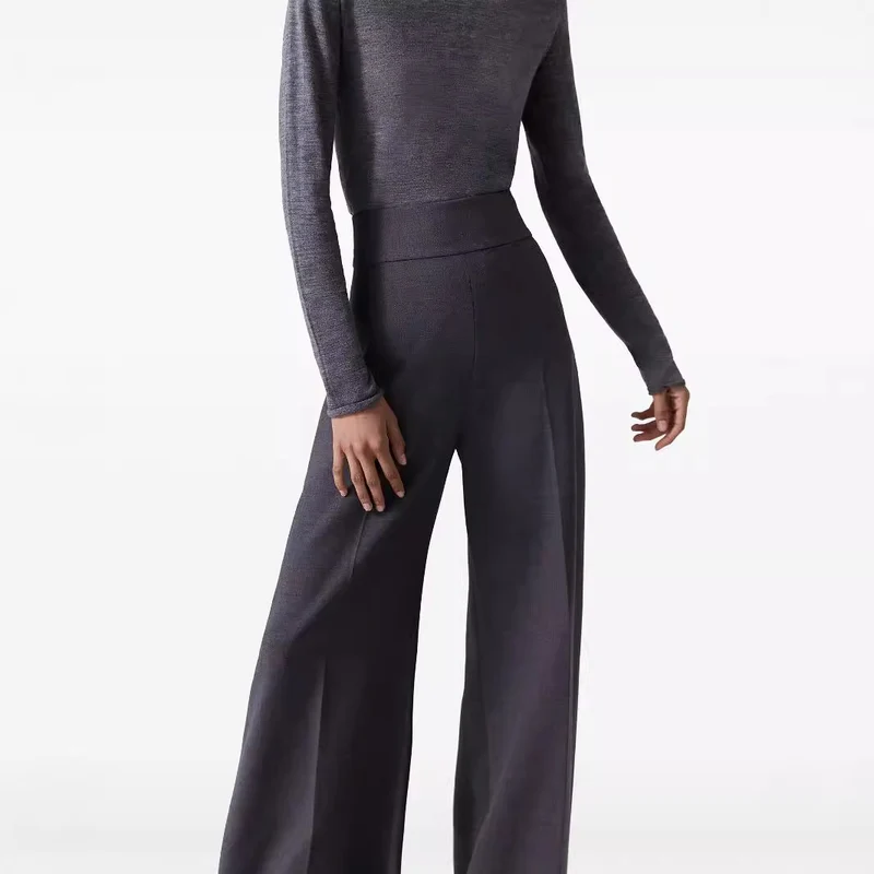 Damen High‑Waist ultraweite Palazzo‑Hose mit Bügelfalte und Bodensaum Nord Taschen