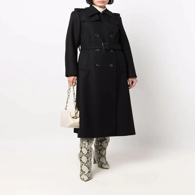 Damen Gehrock-Mantel im Trenchcoat-Stil mit betonter Taille und Schulterriegel Nord Taschen
