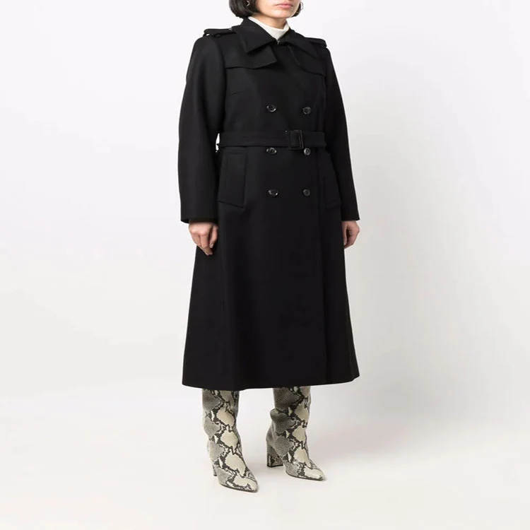 Damen Gehrock-Mantel im Trenchcoat-Stil mit betonter Taille und Schulterriegel Nord Taschen