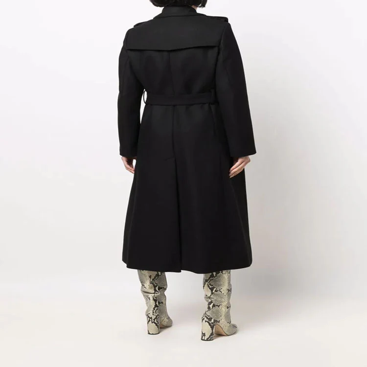 Damen Gehrock-Mantel im Trenchcoat-Stil mit betonter Taille und Schulterriegel Nord Taschen