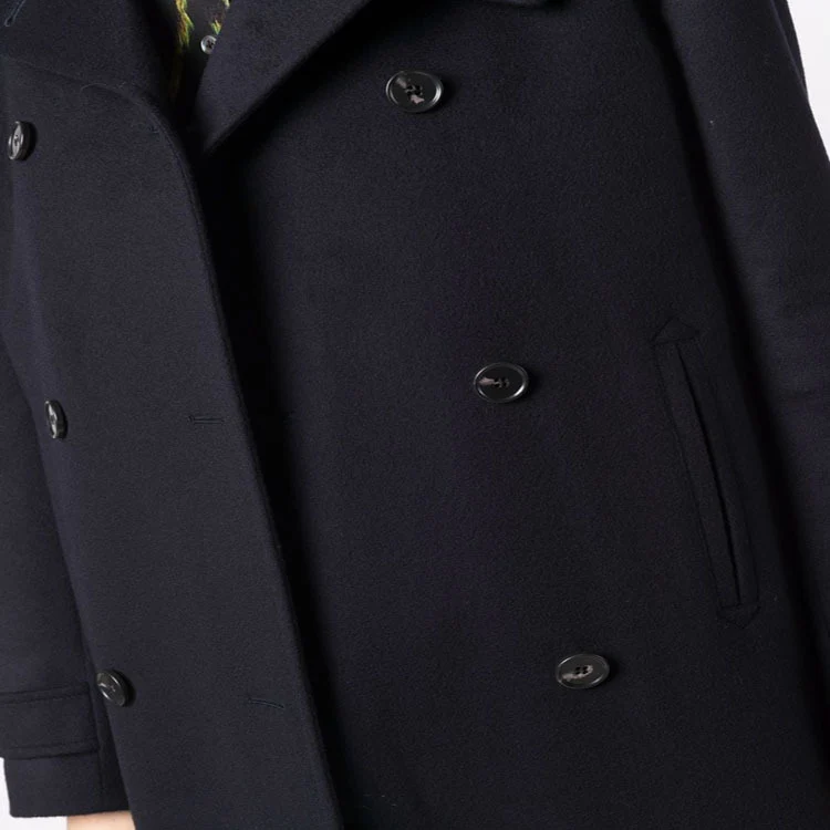 Damen Figurnaher Zweireihiger Wollmix-Longcoat mit fallendem Revers Nord Taschen